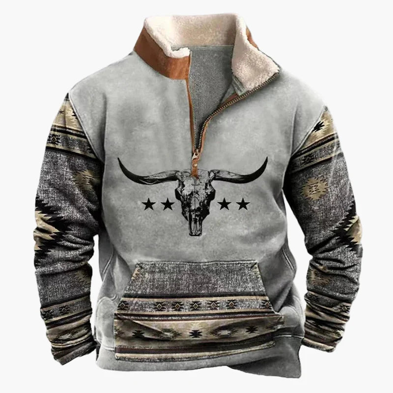 Herren Vintage Western Pullover mit Ethno-Muster – Outdoor & Freizeit