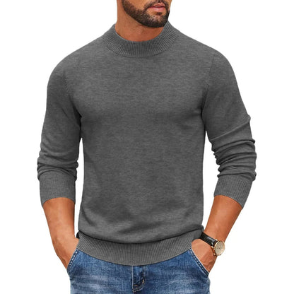 Herren Rollkragenpullover Langarm Feinstrick Mock Neck Pullover