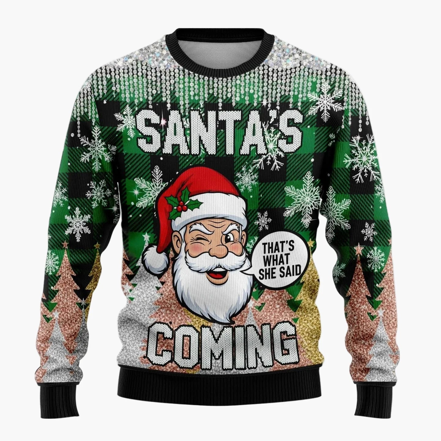 Herren Lustiger Ugly Christmas Sweater – Santa Claus Ho Ho Ho Weihnachtspullover mit frechem Motiv