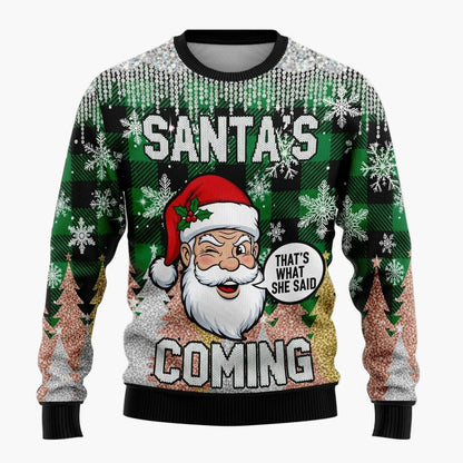 Herren Lustiger Ugly Christmas Sweater – Santa Claus Ho Ho Ho Weihnachtspullover mit frechem Motiv