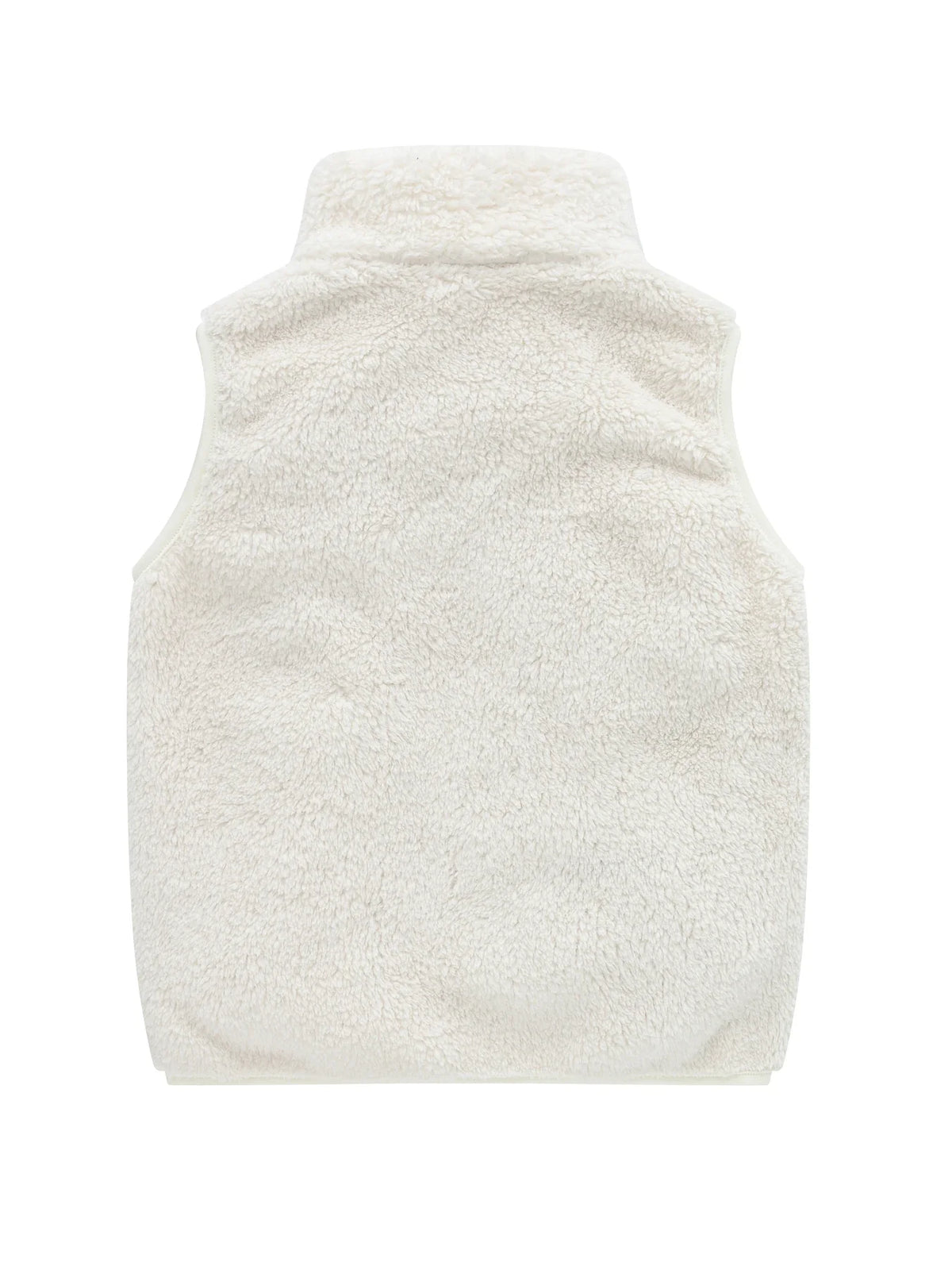 Children's fleece vest with zipper and stand-up collar in light beige