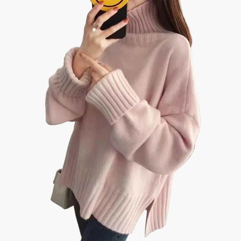 Damen Pullover im koreanischen Stil mit Stehkragen für Herbst und Winter – Lässiger Oversize-Look