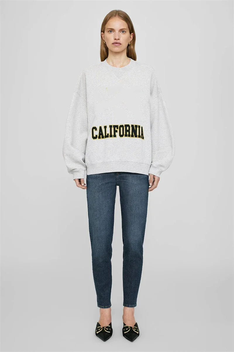 Women's Oversized Printed Sweatshirt Light Gray