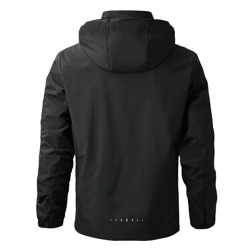 Unisex outdoor jacket with hood, zipper & adjustable cuffs