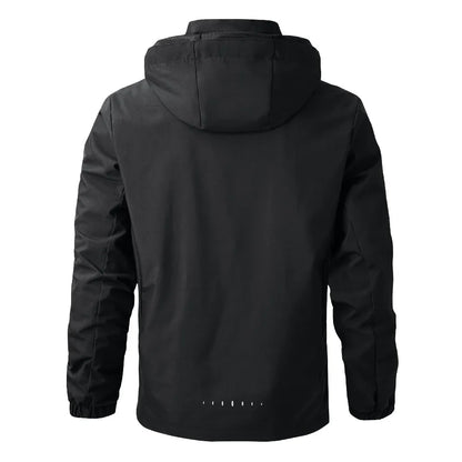Unisex outdoor jacket with hood, zipper & adjustable cuffs