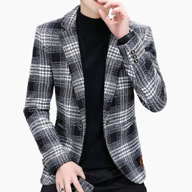 Men's Modern Checked Blazer – Elegant Business & Casual Blazer