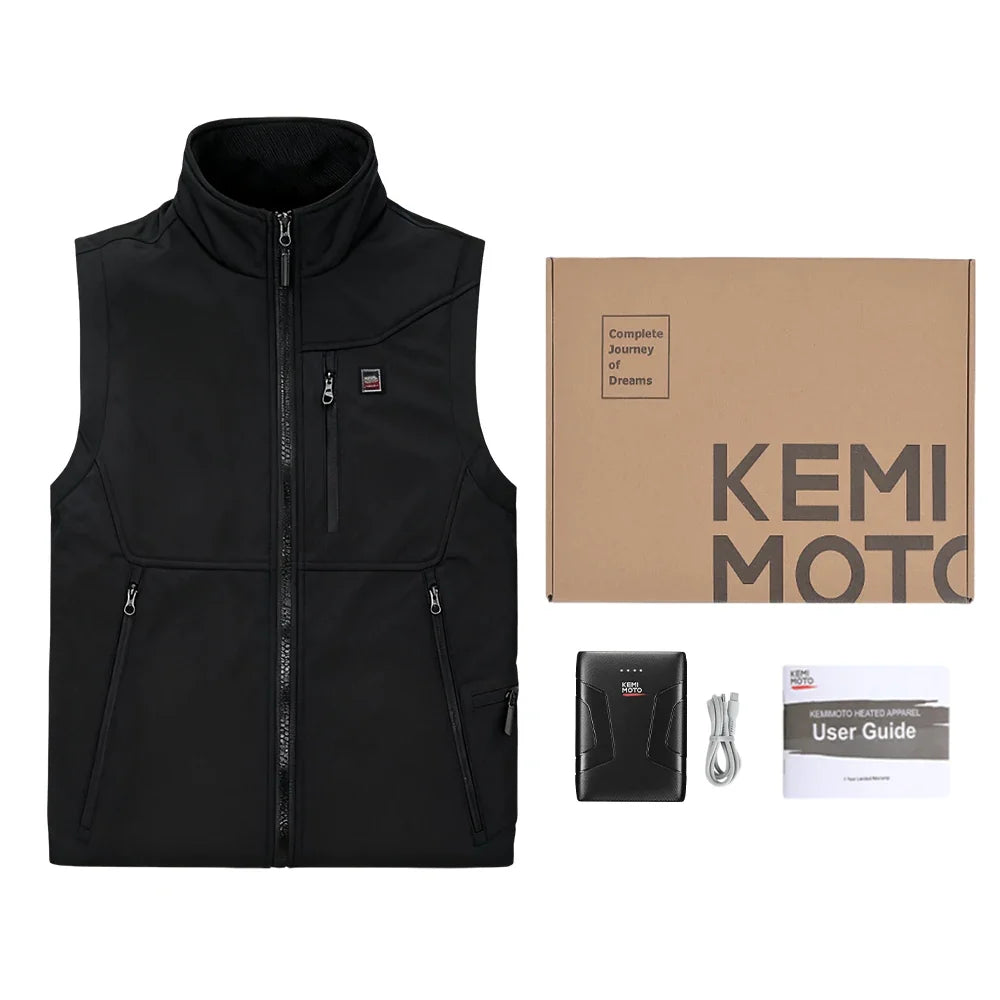 Black heated vest for women and men with stand-up collar