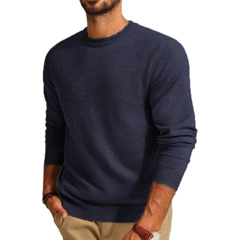 Men's crew-neck long-sleeve basic knit pullover