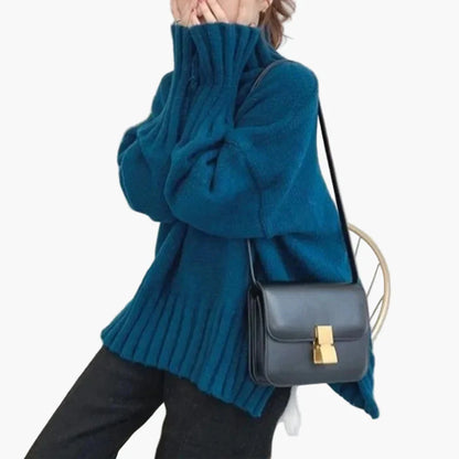 Damen Pullover im koreanischen Stil mit Stehkragen für Herbst und Winter – Lässiger Oversize-Look