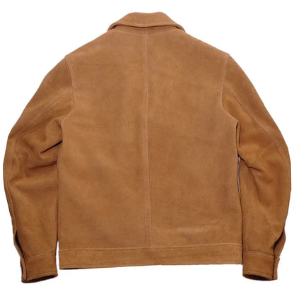 Herren Wildleder-Look Jacke in Braun mit Knopfleiste und Taschen