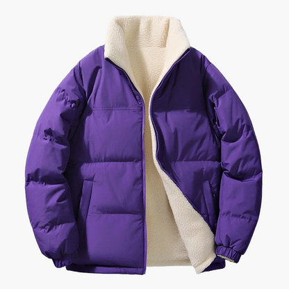 Men's winter quilted jacket with loose fit and fleece lining – urban fashion outdoor jacket