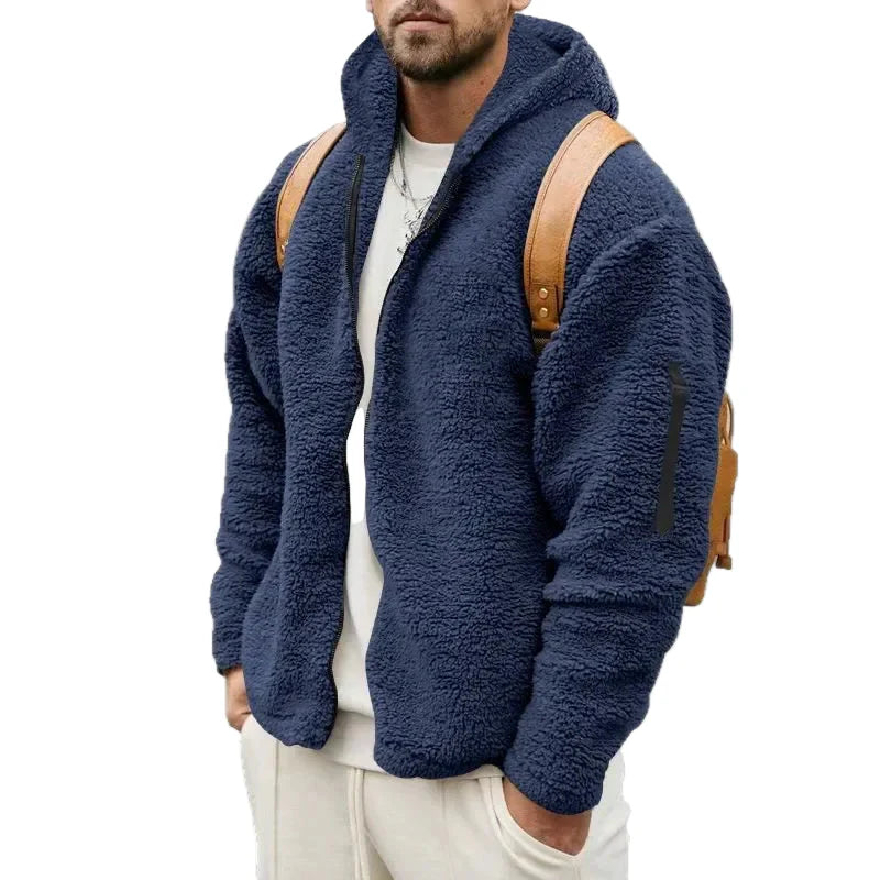Men's Teddy Fleece Hoodie – Sporty Casual Look, Ideal for Autumn and Winter