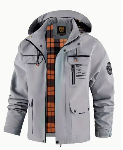 Herren Winterjacke mit Kapuze Winddicht Warm Gefüttert Mehreren Taschen