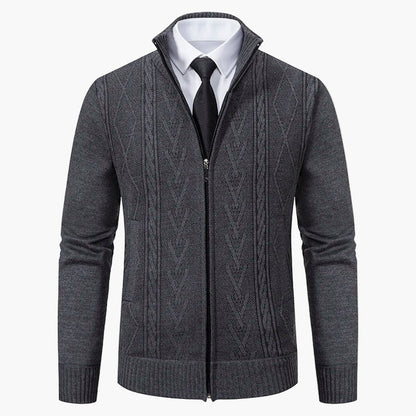 Men's knitted cardigan with zipper – fashionable business cardigan for stylish occasions
