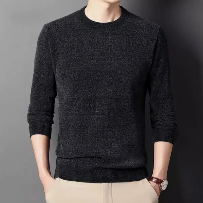 Men's crew-neck long-sleeve pullover winter warm knit pullover