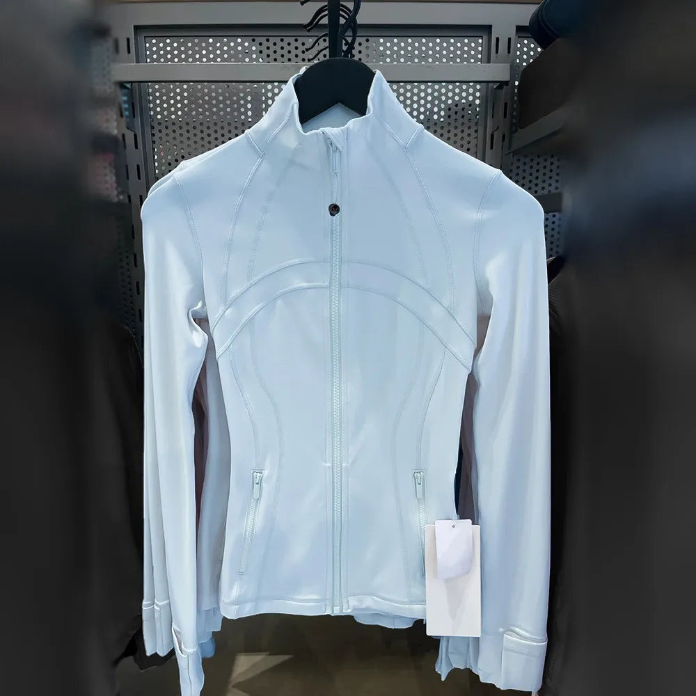 Damen Sportjacke mit Reißverschluss Stehkragen Slim Fit