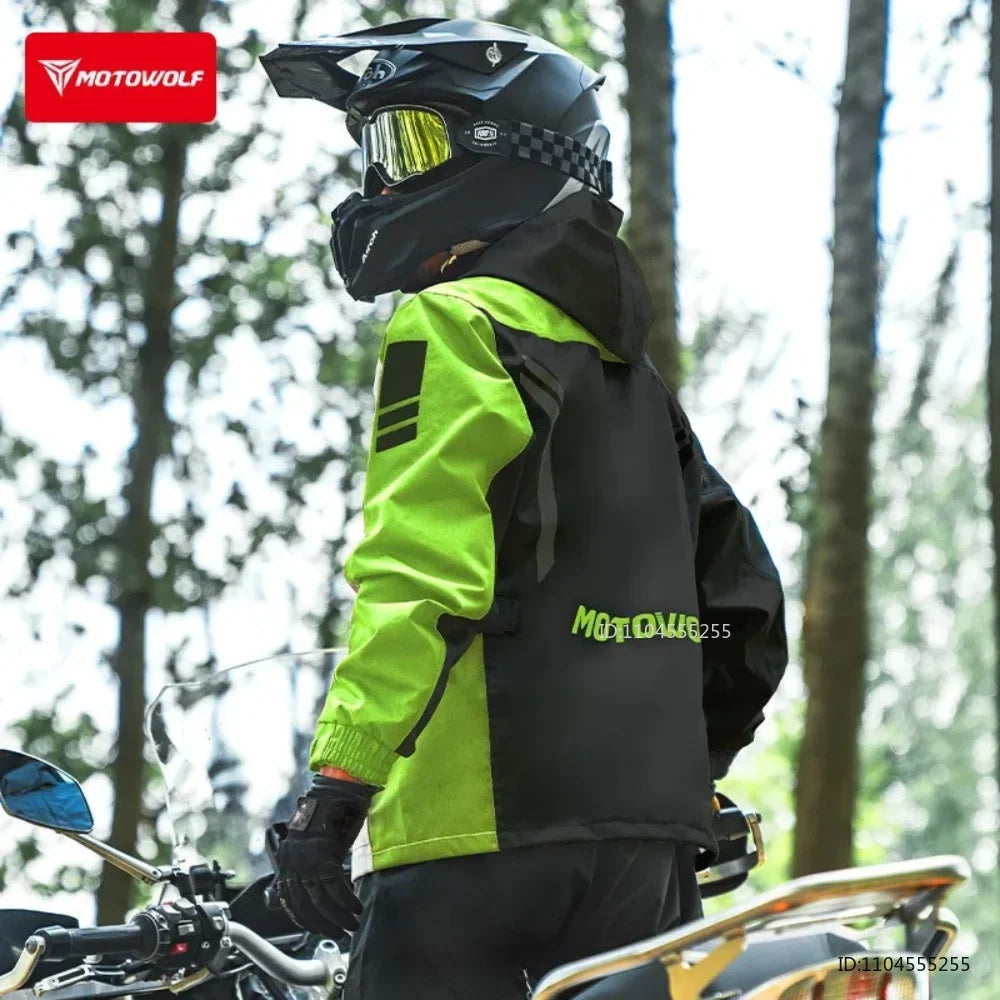 Unisex motorcycle rain suit, rain pants & rain jacket with hood