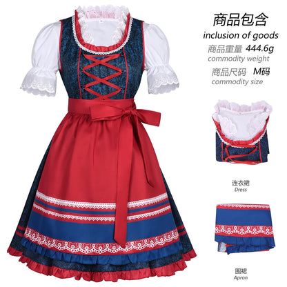 Dirndl mit Schürze Trachtenkleid traditionell Spitzenbluse Mieder Oktoberfest