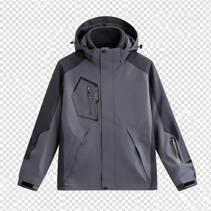 Unisex 3-in-1 outdoor jacket with hood and fleece inner jacket, various colors