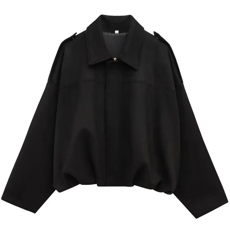Loose-fit bomber jacket with collar and shoulder straps