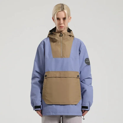 Unisex Winterjacke Anorak mit Kapuze, Reißverschluss & großer Kängurutasche – Wasserdichte Übergangsjacke