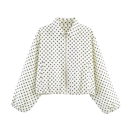 Women's cropped bomber jacket with zipper & collar