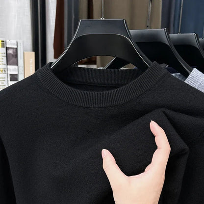 Unisex crew-neck long-sleeve basic knit pullover