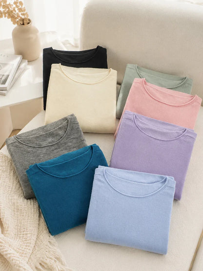 Women's Basic Fine-Knit Crew-Neck Long-Sleeve Sweater