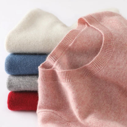 Women's Crew Neck Fine-Knit Long-Sleeve Sweatshirt
