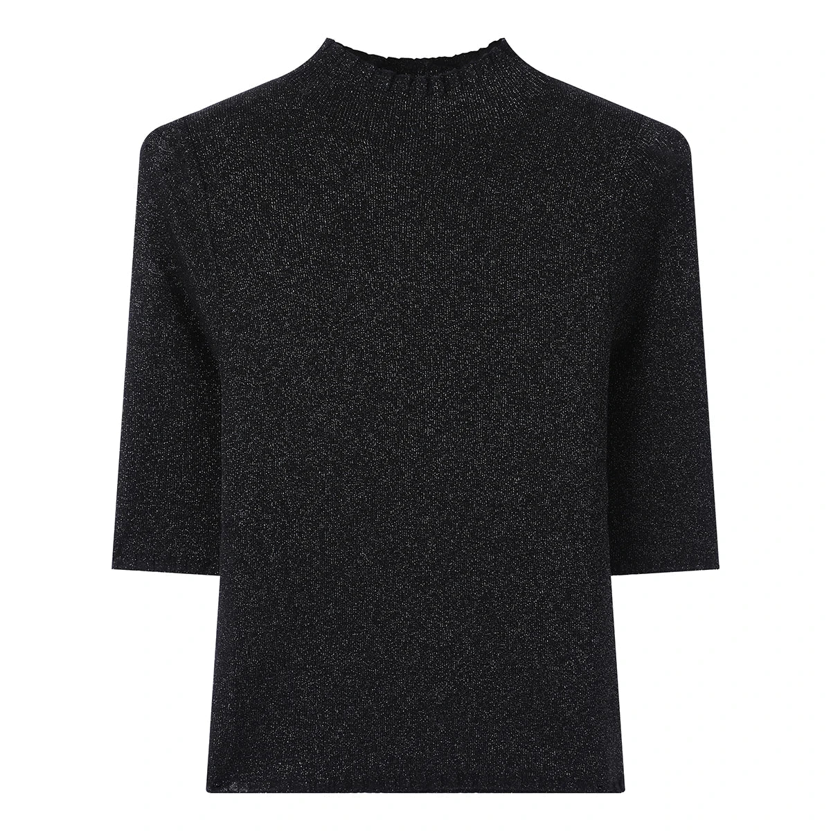 Women's Short-Sleeve Knit Sweater with Stand-Up Collar