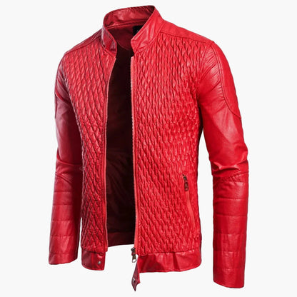 Men's quilted jacket in skirt style – modern casual jacket with rhombus pattern and stand-up collar