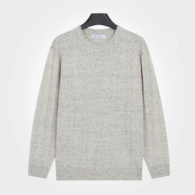 Men's crew-neck sweater with a marled effect, long sleeves