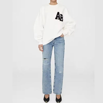 Women's Oversized Printed Sweatshirt Light Gray