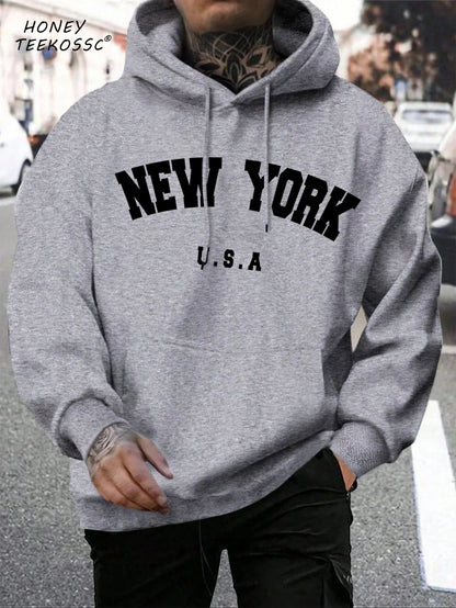Unisex Kapuzenpullover mit Kordelzug und Schriftzug Aufdruck