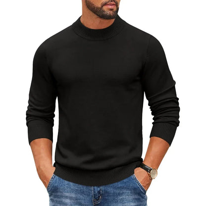 Herren Rollkragenpullover Langarm Feinstrick Mock Neck Pullover