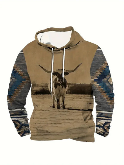 Unisex Kapuzenpullover mit Tiermotiv & Muster Kängurutasche