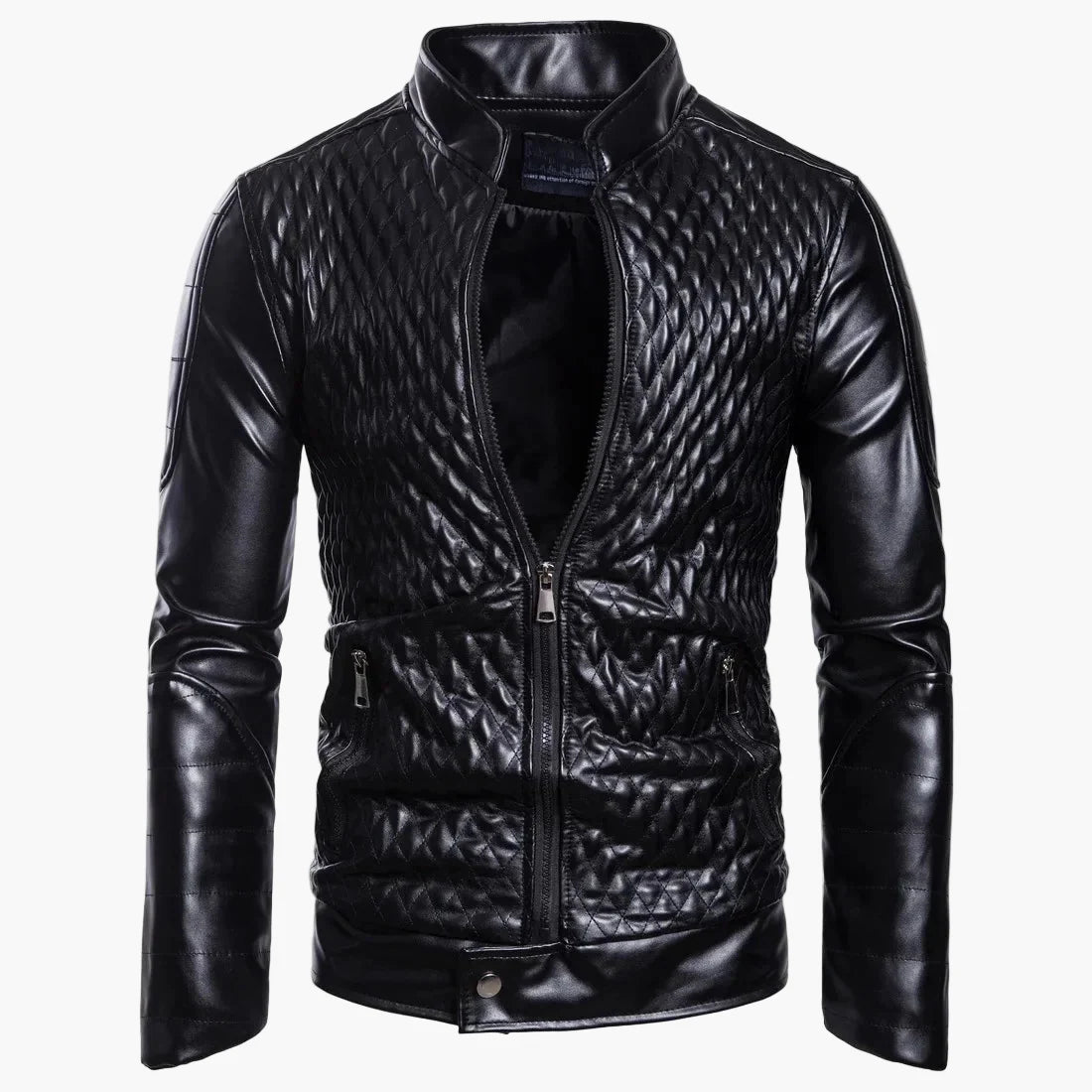 Men's quilted jacket in skirt style – modern casual jacket with rhombus pattern and stand-up collar