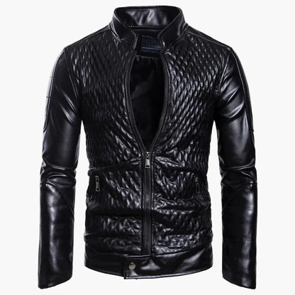 Men's quilted jacket in skirt style – modern casual jacket with rhombus pattern and stand-up collar