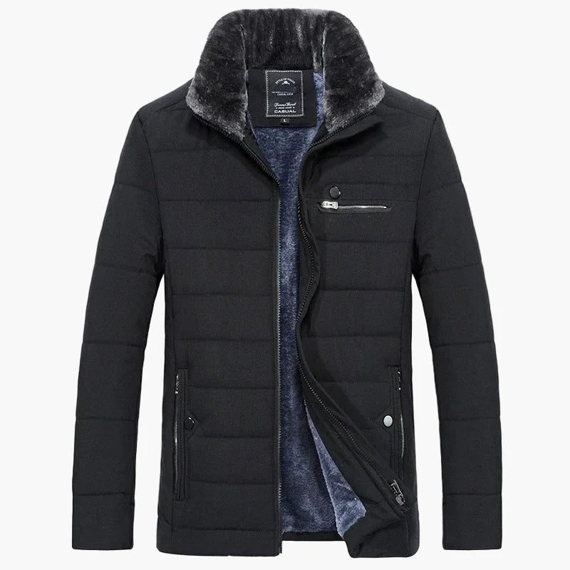 Men's winter quilted jacket with stand-up collar and zippered pockets – fashionable & warm for everyday and leisure