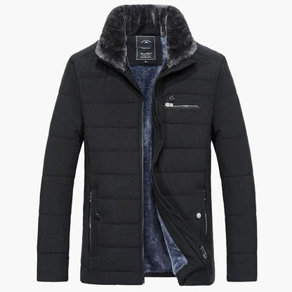 Men's winter quilted jacket with stand-up collar and zippered pockets – fashionable & warm for everyday and leisure