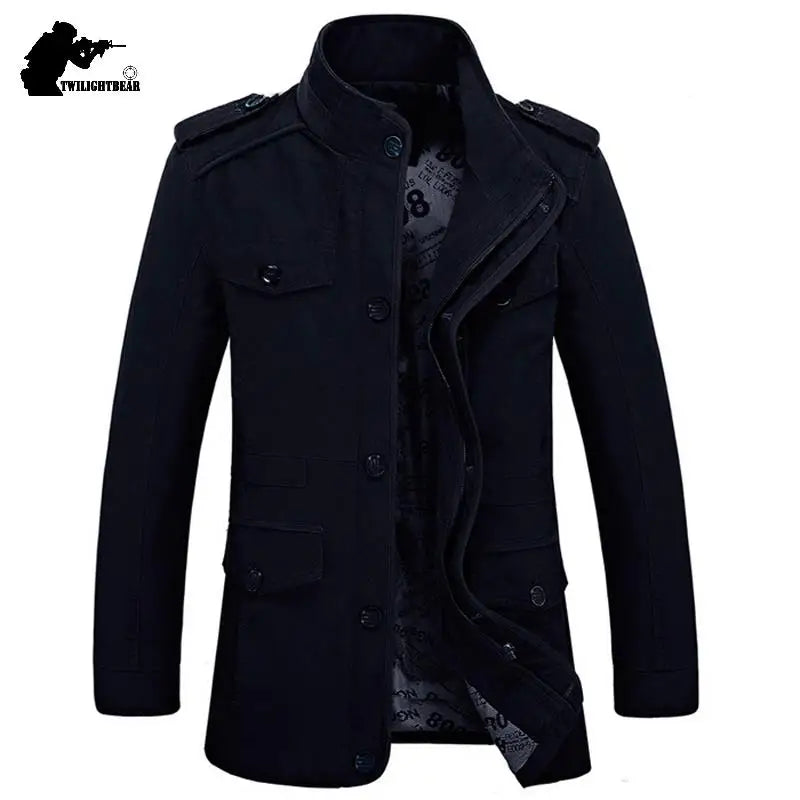 Men's Military Style Casual Jacket – Outdoor Transitional Jacket with Many Pockets