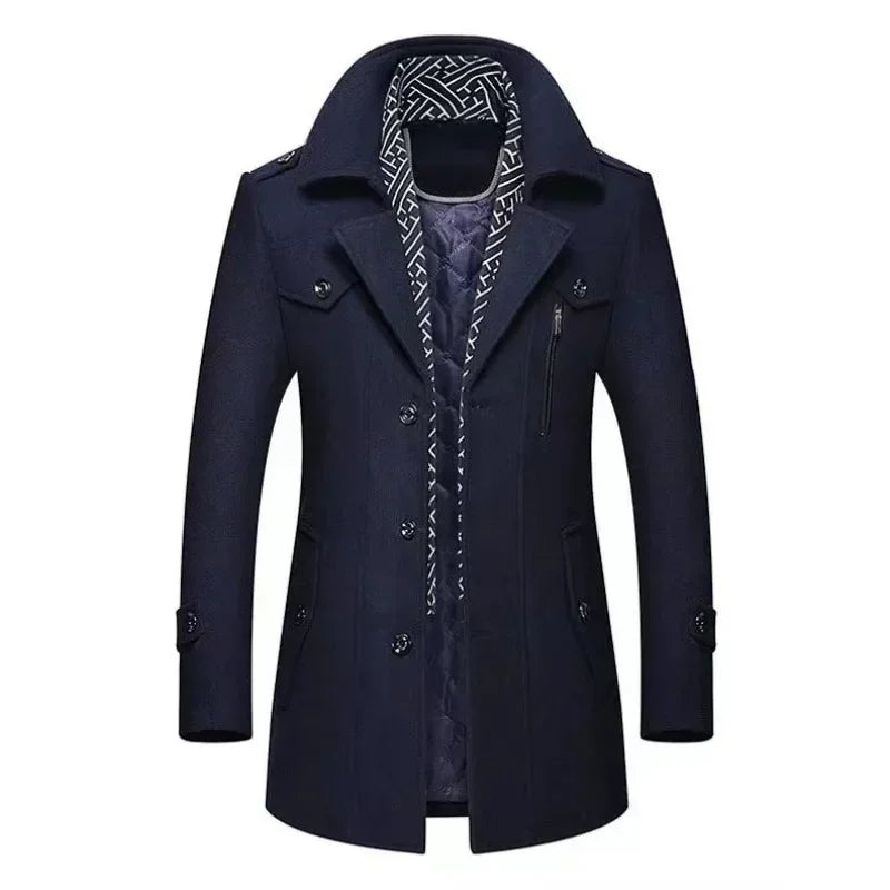 Men's Winter Business Coat – Elegant Long Trench Coat for Everyday and Office