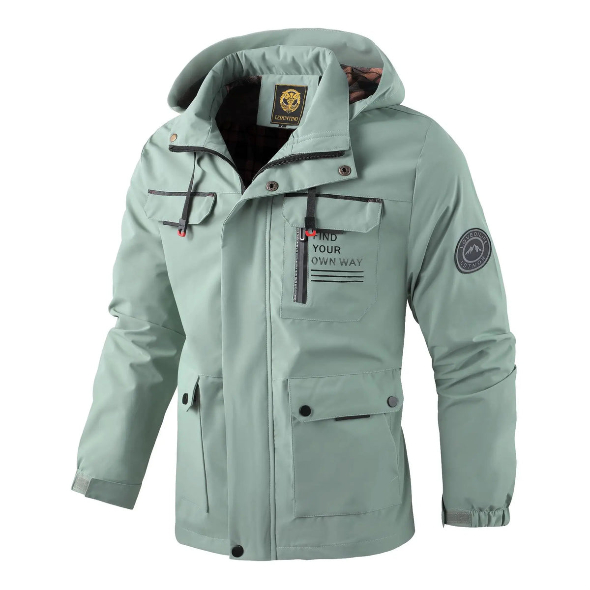 Herren Winterjacke mit Kapuze Winddicht Warm Gefüttert Mehreren Taschen