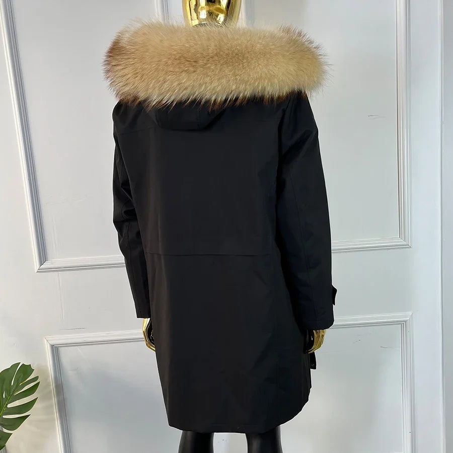 Parka mit Kunstfellfutter und Kapuze, Schwarz