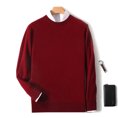 Men's Crew-Neck Sweater, Long-Sleeve, Made of Soft Material