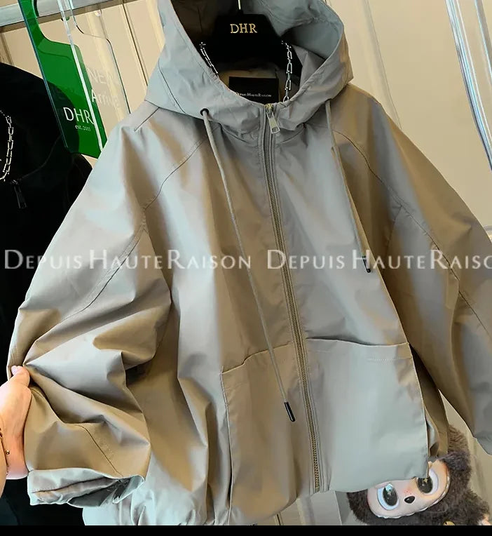 Damen Übergangsjacke mit Kapuze und Reißverschluss