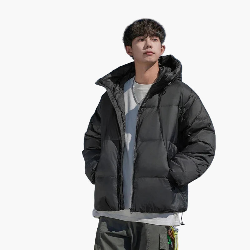 Herren Oversized Winter Steppjacke mit Kapuze – Lässiger Streetwear Look für kalte Tage