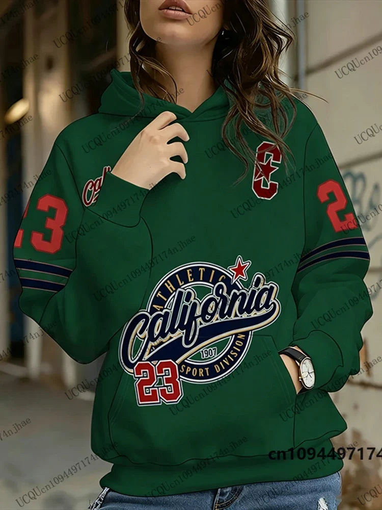 Hoodie für Damen mit "California Athletic" Print und Kängurutasche