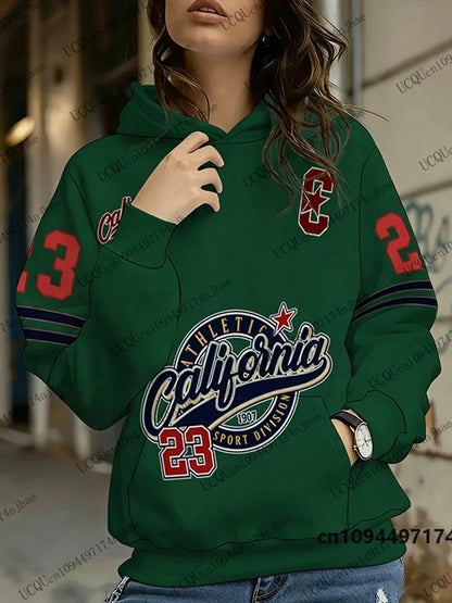 Hoodie für Damen mit "California Athletic" Print und Kängurutasche