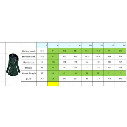 Women's long-sleeved padded winter jacket with hood